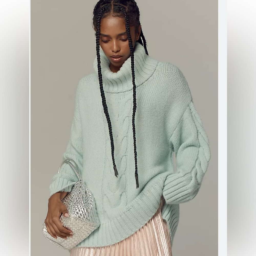 Pilcro Slouchy cable turtleneck sweater.